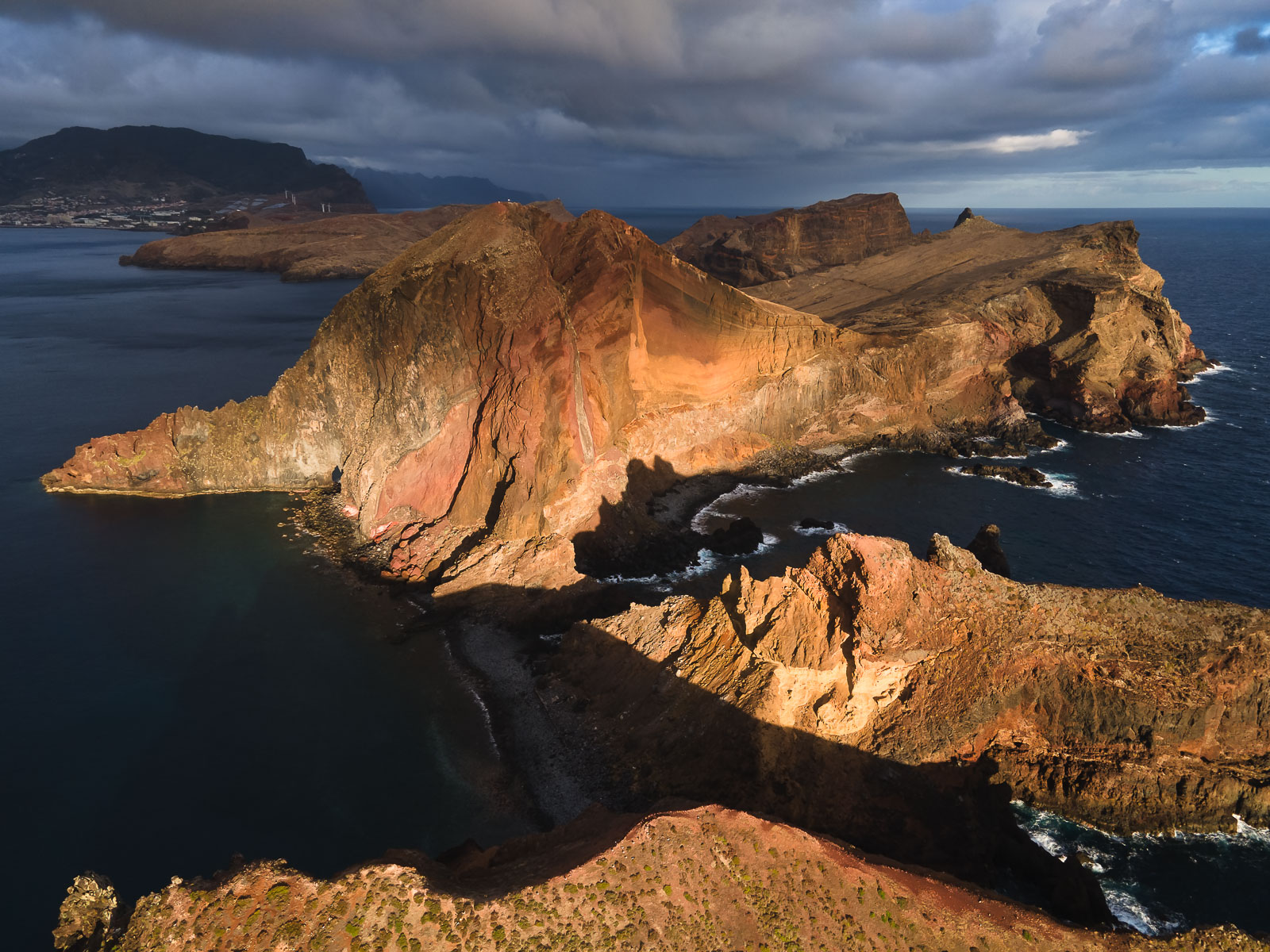 View of the eastern side of Madeira at sunrise.