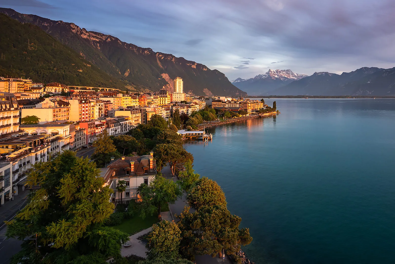 Montreaux, a Swiss resort town on the shore of Geneva Lake