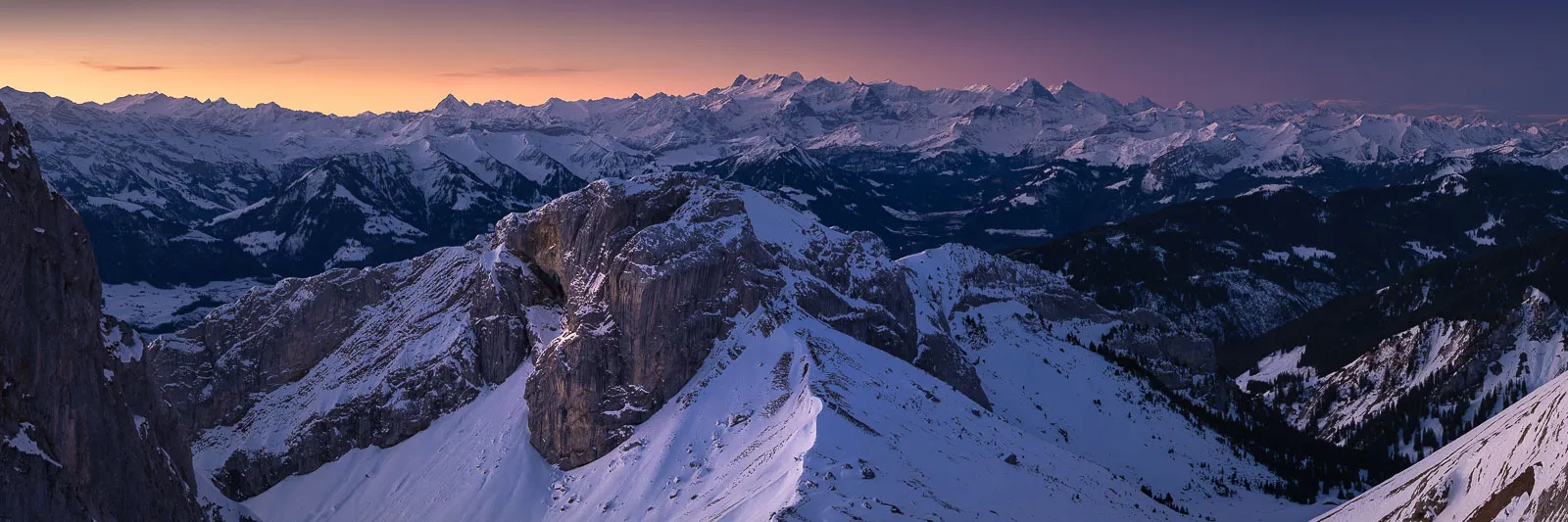 Panorama of Swiss Alps taken from Mt. Pilatus