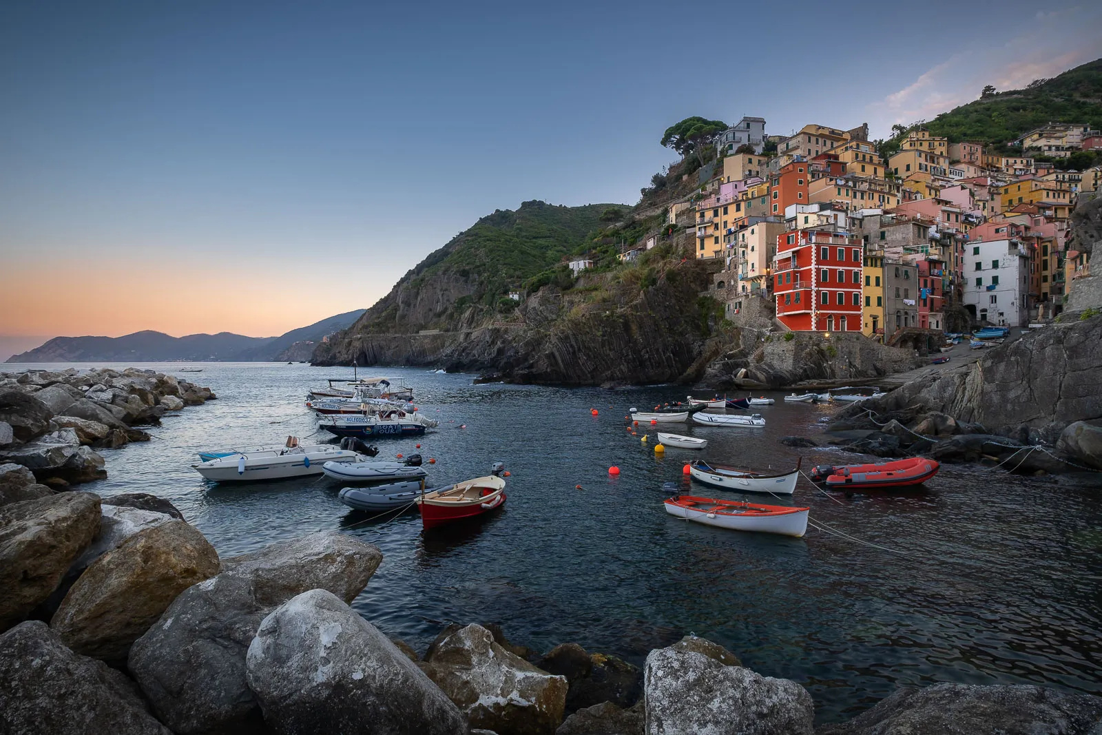 Riomaggiore, the smalles village of Cinque Terre at sunrise